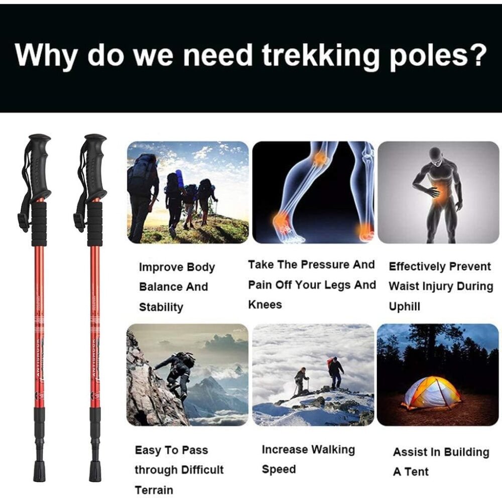 Hiking Trekking Poles, 2 Pack Collapsible, Lightweight, Anti Shock, Walking Stic - Picture 6 of 7